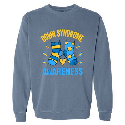 Down Syndrome Awareness Socks T21 Blue Yellow Ribbon Garment-Dyed Sweatshirt