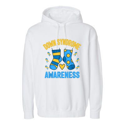 Down Syndrome Awareness Socks T21 Blue Yellow Ribbon Garment-Dyed Fleece Hoodie