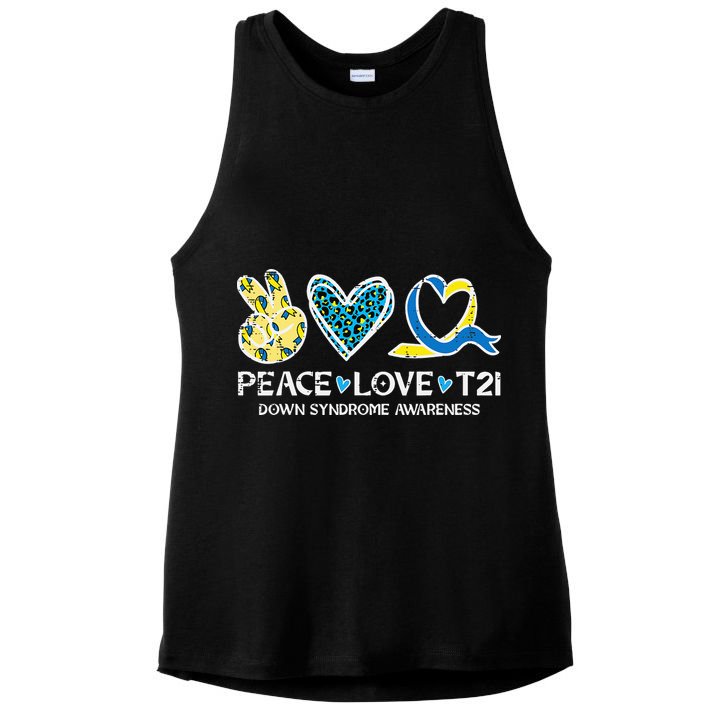 Down Syndrome Awareness Peace Love T21 WDSD Ladies PosiCharge Tri-Blend Wicking Tank