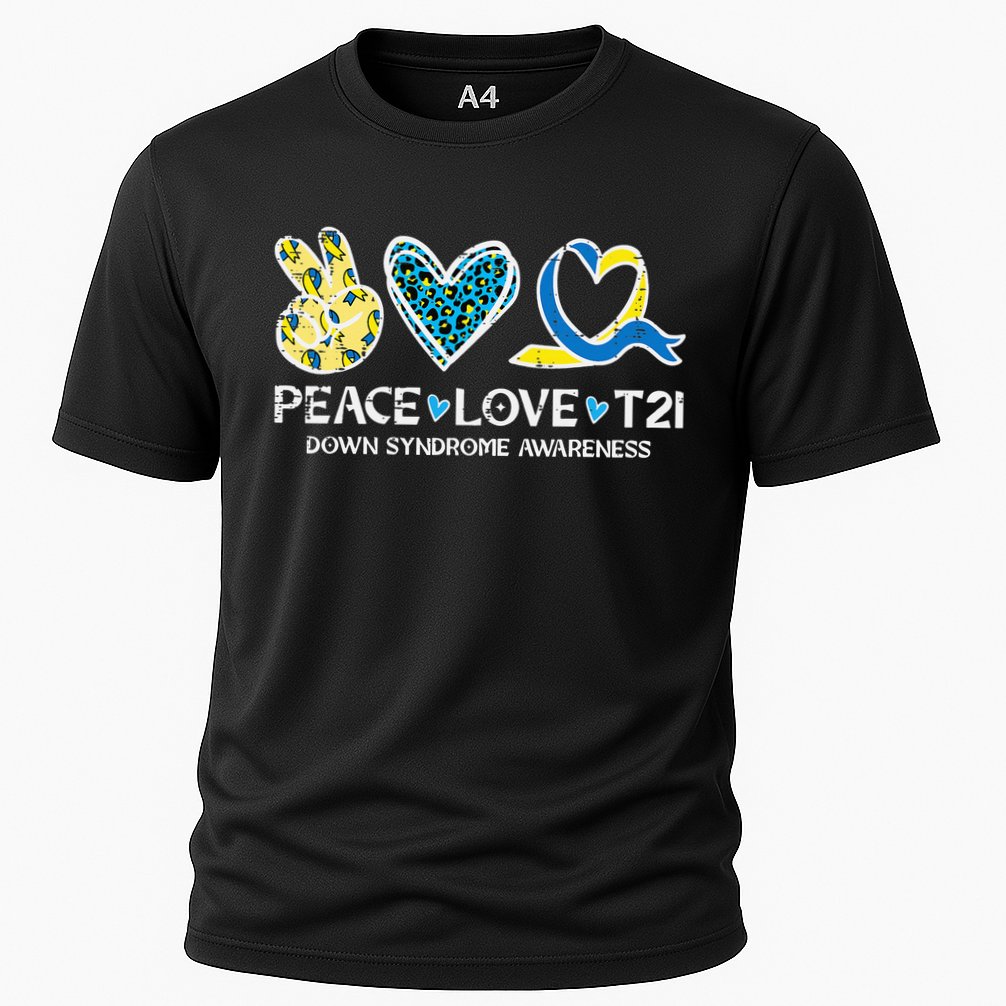 Down Syndrome Awareness Peace Love T21 WDSD Cooling Performance Crew T-Shirt