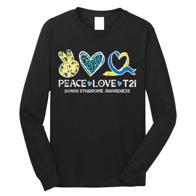 Down Syndrome Awareness Peace Love T21 WDSD Long Sleeve Shirt
