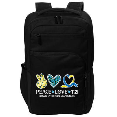 Down Syndrome Awareness Peace Love T21 WDSD Impact Tech Backpack