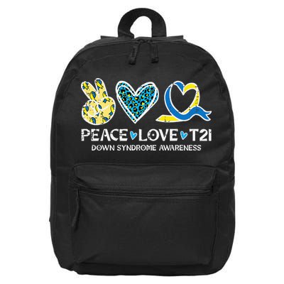 Down Syndrome Awareness Peace Love T21 WDSD 16 in Basic Backpack