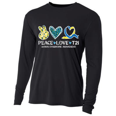 Down Syndrome Awareness Peace Love T21 WDSD Cooling Performance Long Sleeve Crew