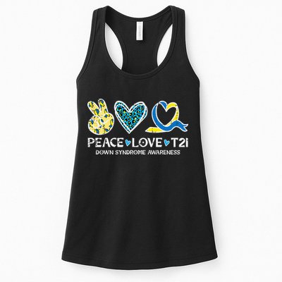 Down Syndrome Awareness Peace Love T21 WDSD Womens Tank Top