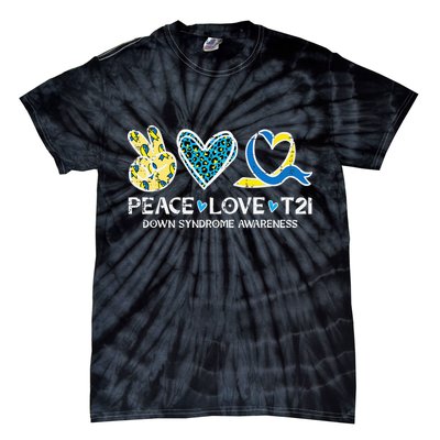 Down Syndrome Awareness Peace Love T21 WDSD Tie-Dye T-Shirt
