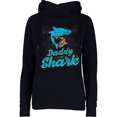 Daddy Shark Autism Awareness For Dad Father Womens Funnel Neck Pullover Hood