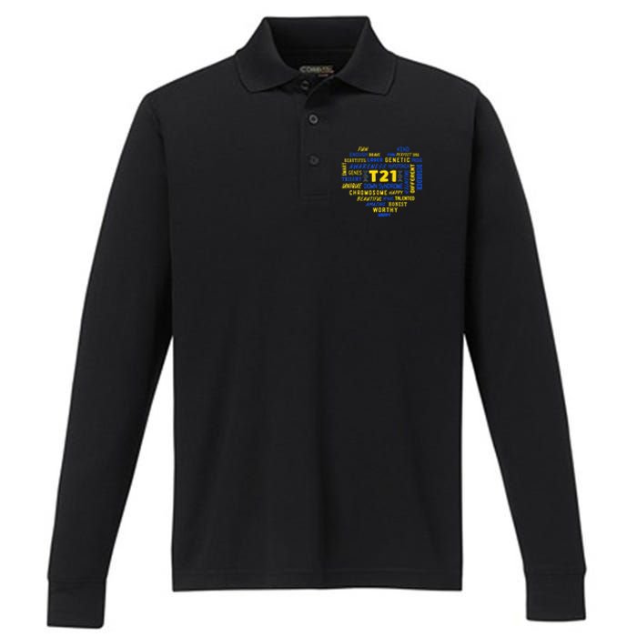 Down Syndrome Acceptance Awareness Day Down Syndrome Heart Performance Long Sleeve Polo