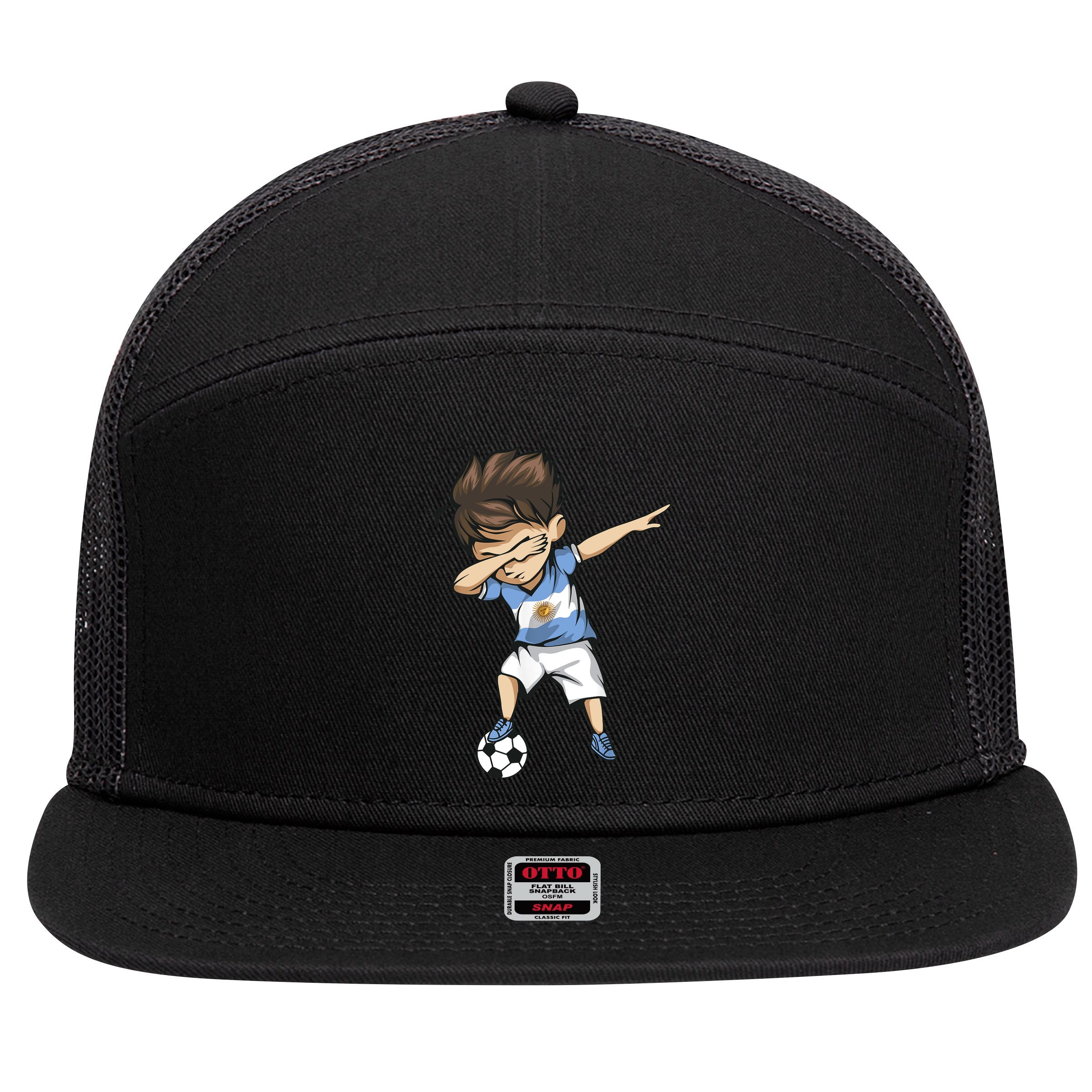 Dabbing Soccer Argentina Jersey Argentinian Football 7 Panel Mesh Trucker Snapback Hat