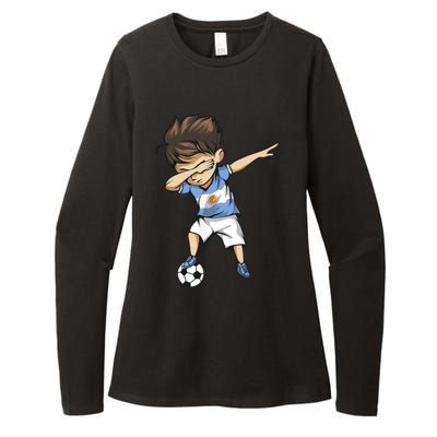 Dabbing Soccer Argentina Jersey Argentinian Football Womens CVC Long Sleeve Shirt