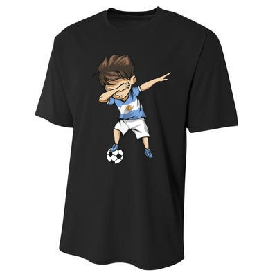 Dabbing Soccer Argentina Jersey Argentinian Football Performance Sprint T-Shirt