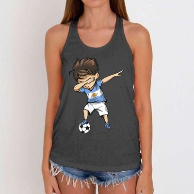 Dabbing Soccer Argentina Jersey Argentinian Football Women's Knotted Racerback Tank