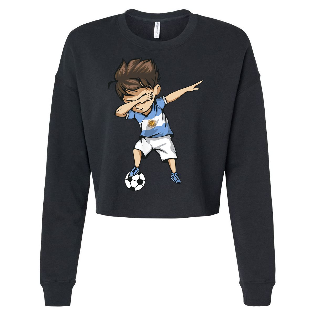 Dabbing Soccer Argentina Jersey Argentinian Football Cropped Pullover Crew