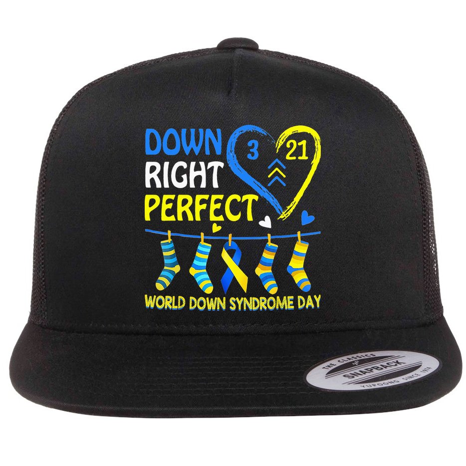 Down Syndrome Awareness Down Right Perfect Flat Bill Trucker Hat
