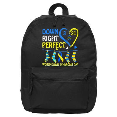 Down Syndrome Awareness Down Right Perfect 16 in Basic Backpack
