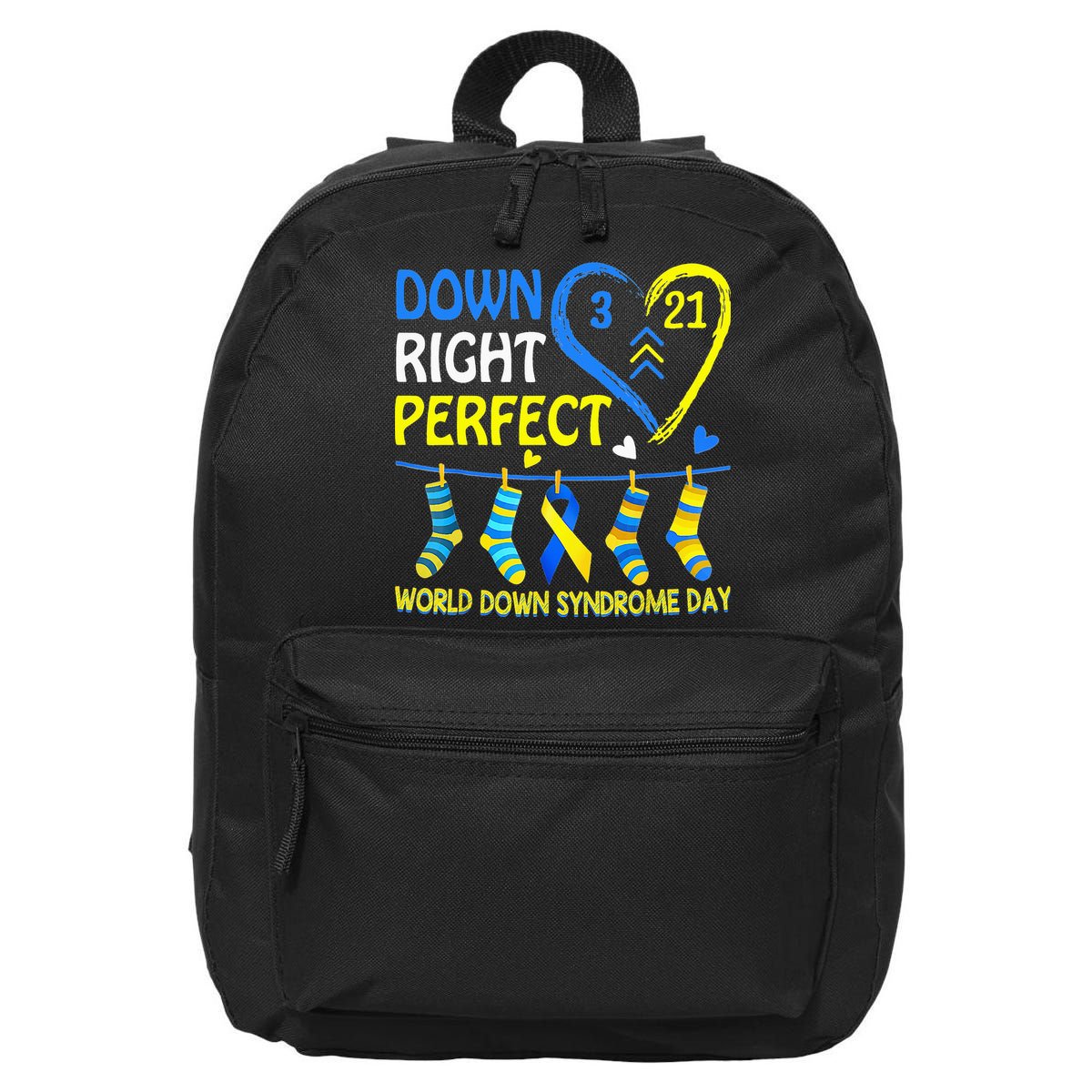 Down Syndrome Awareness Down Right Perfect 16 in Basic Backpack