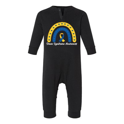 Down Syndrome Awareness Rainbow Ribbon Infant Fleece One Piece