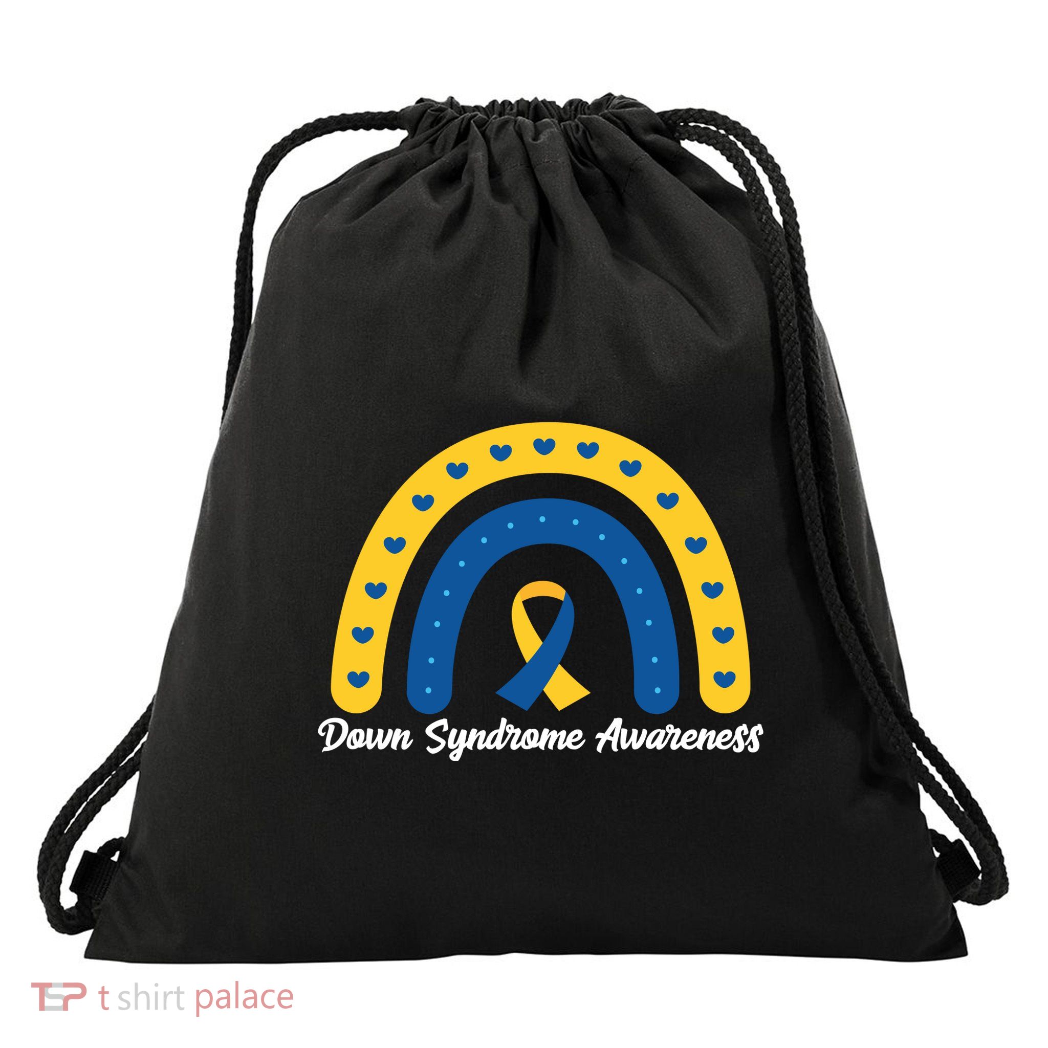 Down Syndrome Awareness Rainbow Ribbon Drawstring Bag