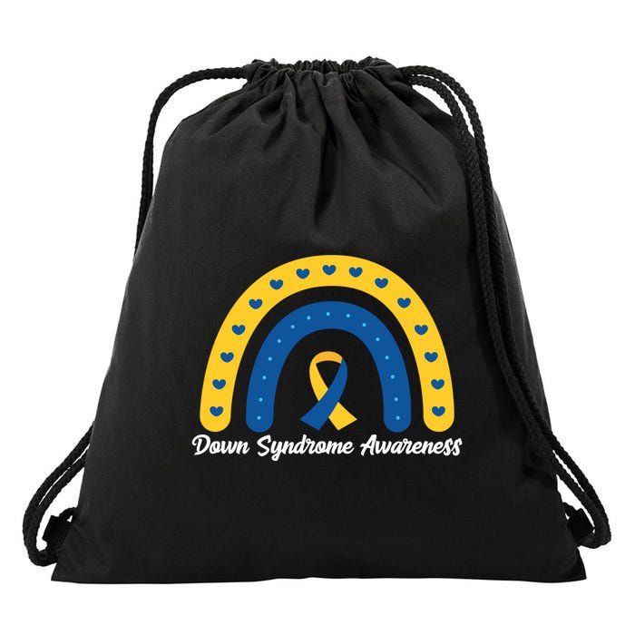Down Syndrome Awareness Rainbow Ribbon Drawstring Bag