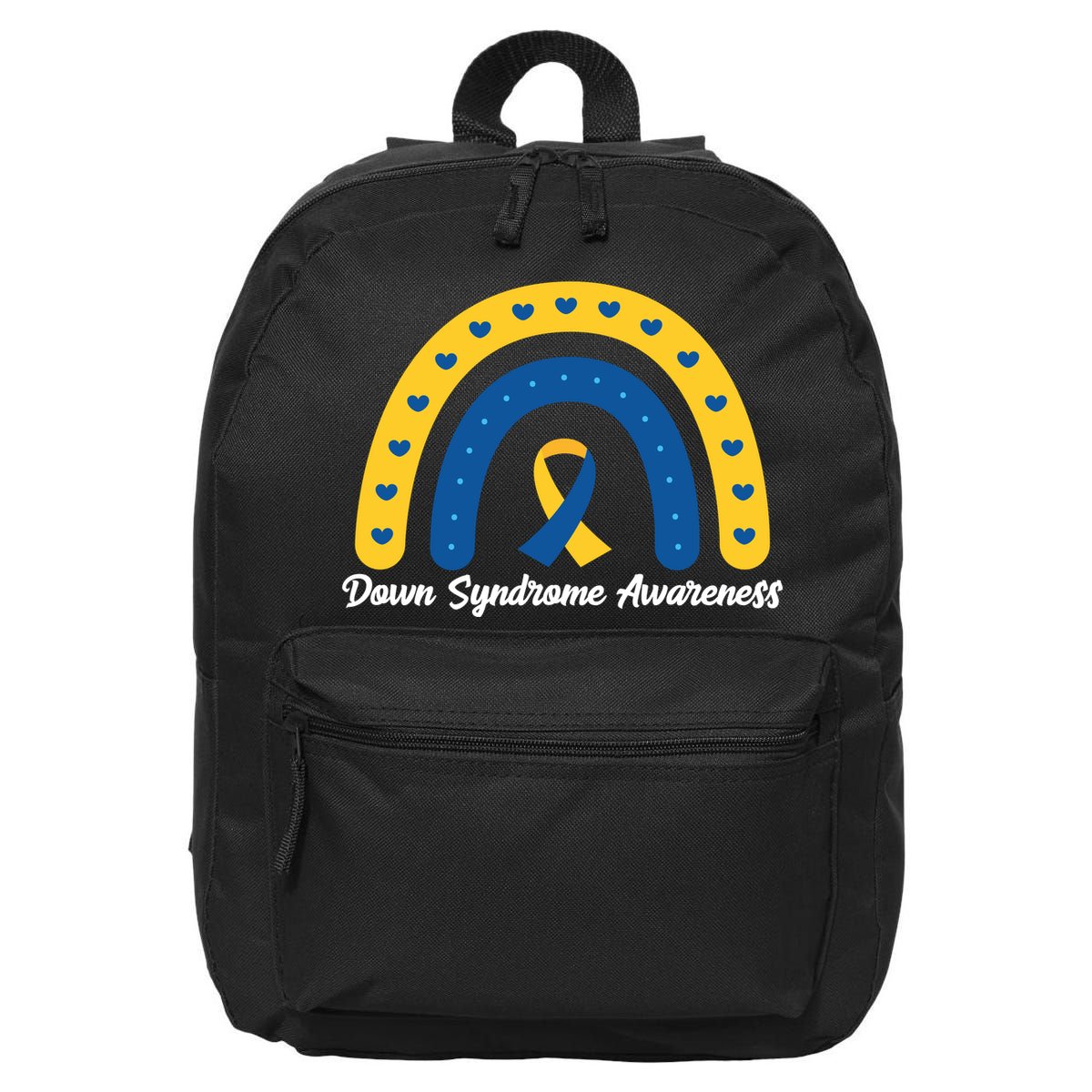 Down Syndrome Awareness Rainbow Ribbon 16 in Basic Backpack