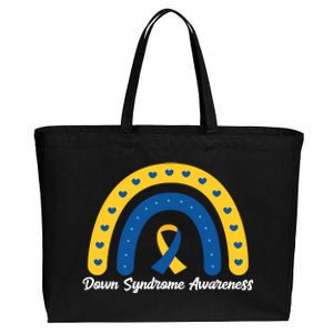 Down Syndrome Awareness Rainbow Ribbon Cotton Canvas Jumbo Tote