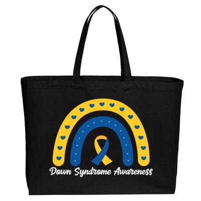 Down Syndrome Awareness Rainbow Ribbon Cotton Canvas Jumbo Tote