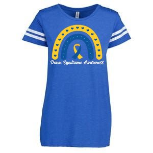 Down Syndrome Awareness Rainbow Ribbon Enza Ladies Jersey Football T-Shirt