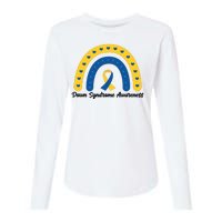 Down Syndrome Awareness Rainbow Ribbon Womens Cotton Relaxed Long Sleeve T-Shirt