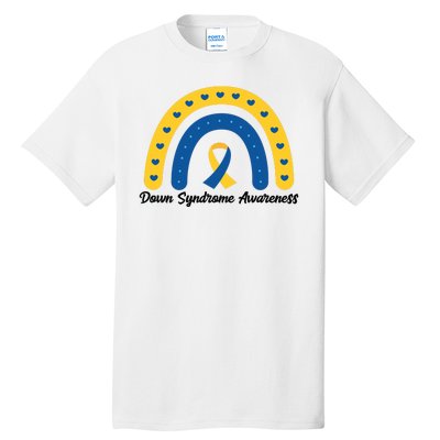 Down Syndrome Awareness Rainbow Ribbon Tall T-Shirt