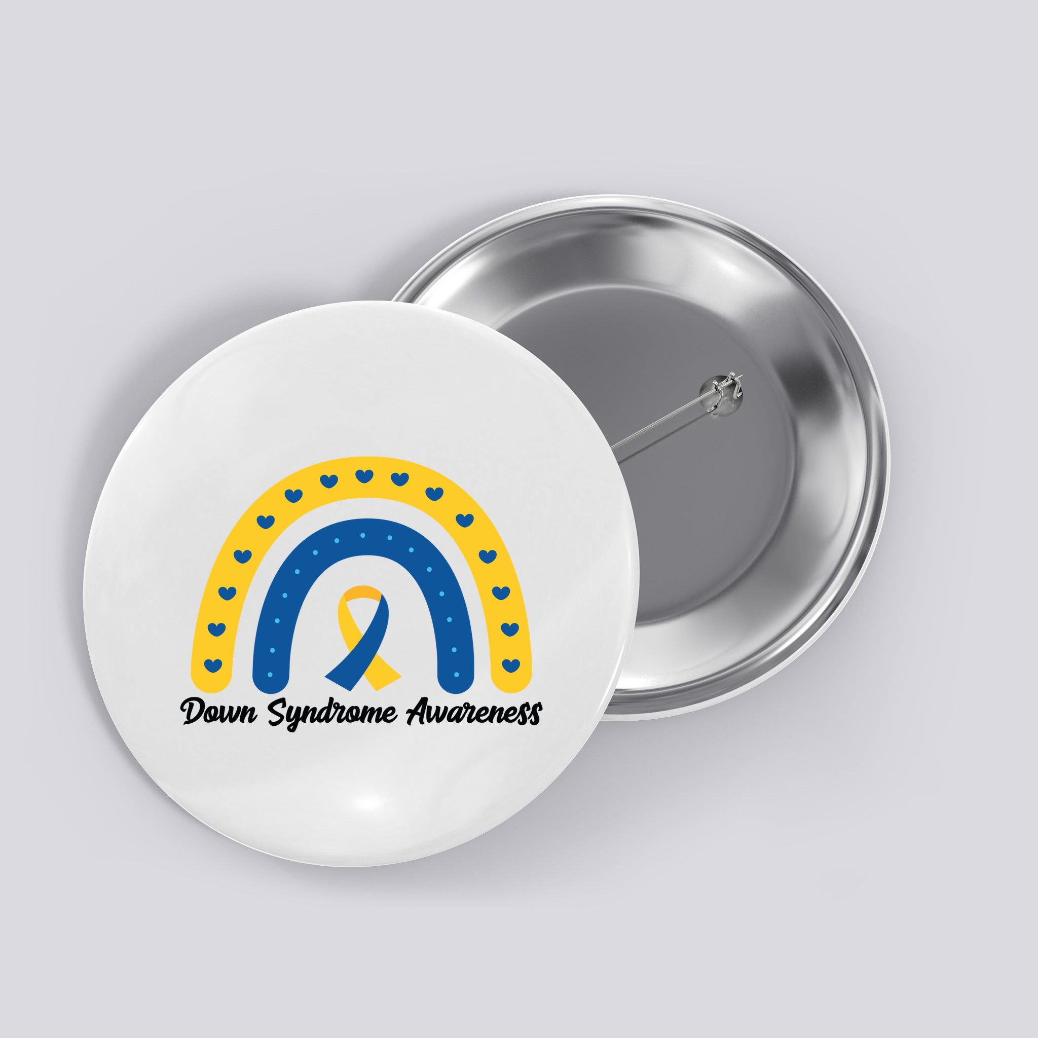 Down Syndrome Awareness Rainbow Ribbon Button