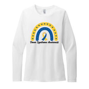 Down Syndrome Awareness Rainbow Ribbon Womens CVC Long Sleeve Shirt