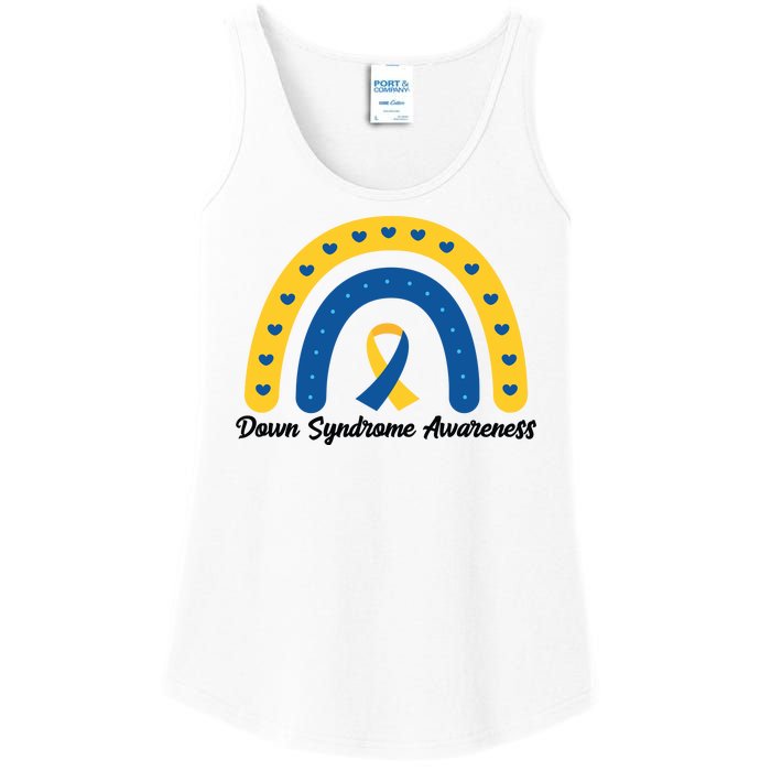 Down Syndrome Awareness Rainbow Ribbon Ladies Essential Tank