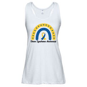 Down Syndrome Awareness Rainbow Ribbon Ladies Essential Flowy Tank