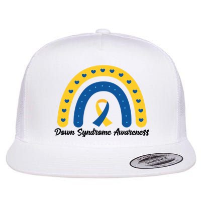 Down Syndrome Awareness Rainbow Ribbon Flat Bill Trucker Hat