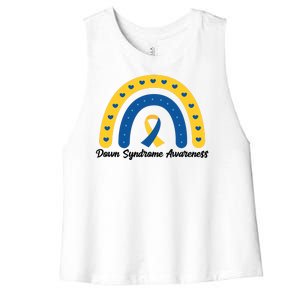 Down Syndrome Awareness Rainbow Ribbon Women's Racerback Cropped Tank