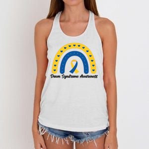 Down Syndrome Awareness Rainbow Ribbon Women's Knotted Racerback Tank