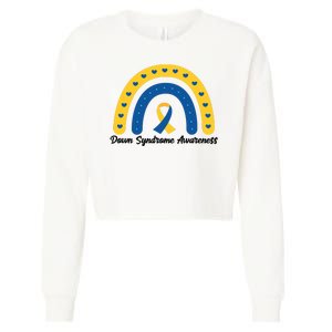 Down Syndrome Awareness Rainbow Ribbon Cropped Pullover Crew