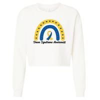 Down Syndrome Awareness Rainbow Ribbon Cropped Pullover Crew