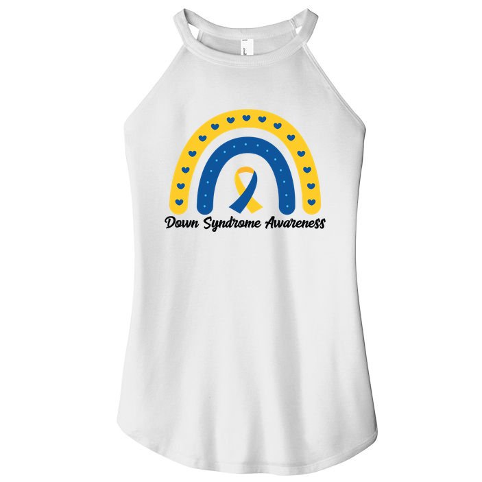 Down Syndrome Awareness Rainbow Ribbon Women's Perfect Tri Rocker Tank