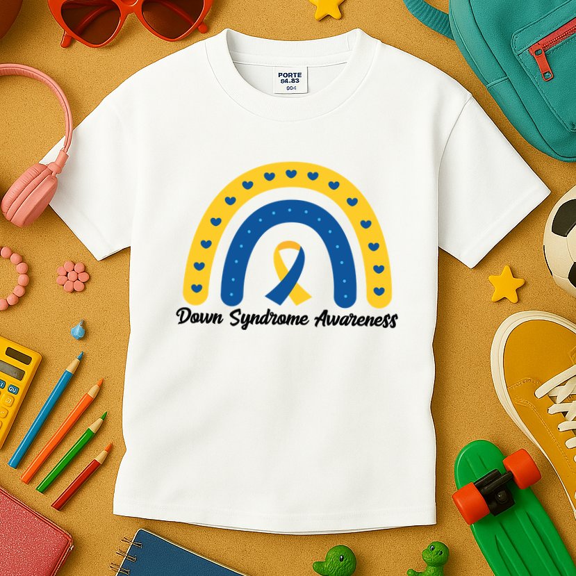 Down Syndrome Awareness Rainbow Ribbon Kids T-Shirt