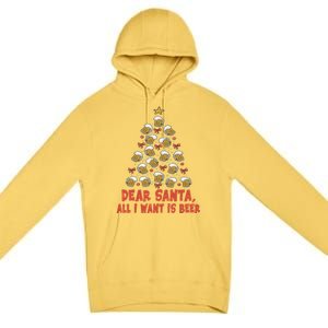 Dear Santa All I Want Is Beer Funny Christmas Xmas Tree Funny Gift Premium Pullover Hoodie