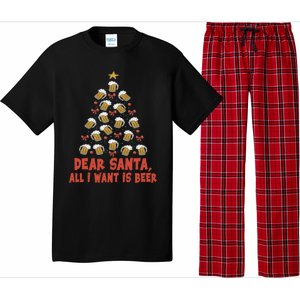 Dear Santa All I Want Is Beer Funny Christmas Xmas Tree Funny Gift Pajama Set