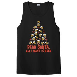 Dear Santa All I Want Is Beer Funny Christmas Xmas Tree Funny Gift PosiCharge Competitor Tank