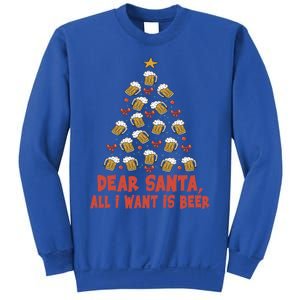 Dear Santa All I Want Is Beer Funny Christmas Xmas Tree Funny Gift Sweatshirt