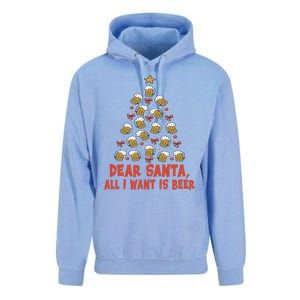 Dear Santa All I Want Is Beer Funny Christmas Xmas Tree Funny Gift Unisex Surf Hoodie