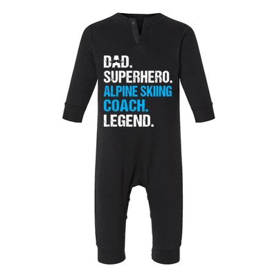 Dad Superhero Alpine Skiing Coach Funny Alpine Skiing Coach Infant Fleece One Piece