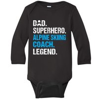 Dad Superhero Alpine Skiing Coach Funny Alpine Skiing Coach Baby Long Sleeve Bodysuit