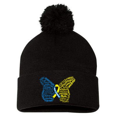 Down Syndrome Awareness Butterfly Pom Pom 12in Knit Beanie