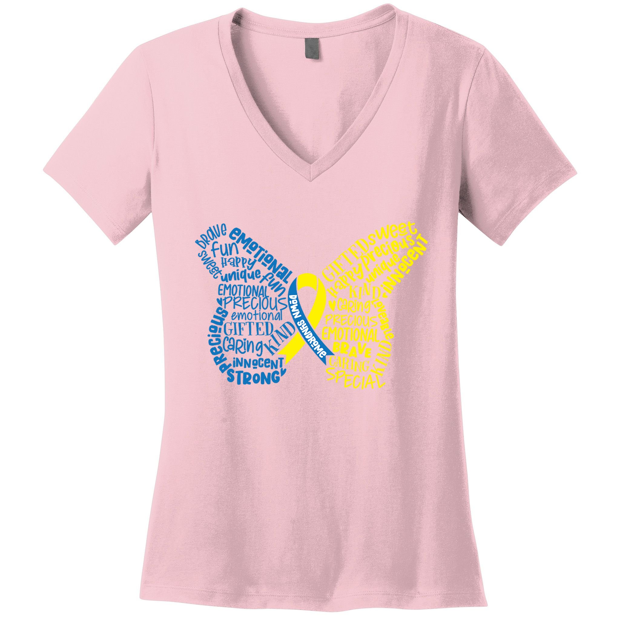 Down Syndrome Awareness Butterfly Women's V-Neck T-Shirt