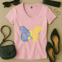 Down Syndrome Awareness Butterfly Women's V-Neck T-Shirt